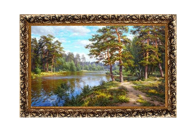 Купить Картина "Река в лесу" 33х70 [000093]