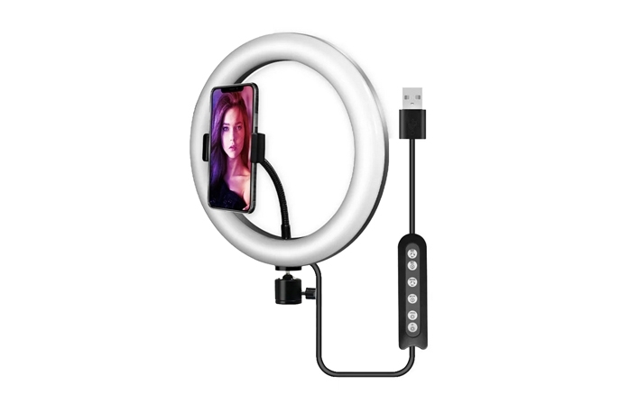 Купить Кольцевая LED-лампа RGB 32cм MJ-33 с пультом на проводе (White)