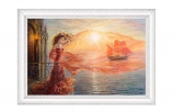Картина "Девушка и корабль" 50х70 [000063]