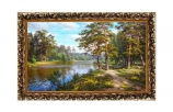 Картина "Река в лесу" 33х70 [000093]