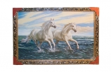 Купить Картина "Два белых коня" 33х70 [000167]
